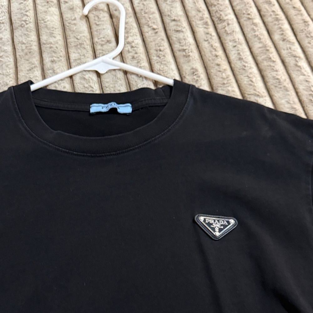 Prada Black Tee with Logo Patch